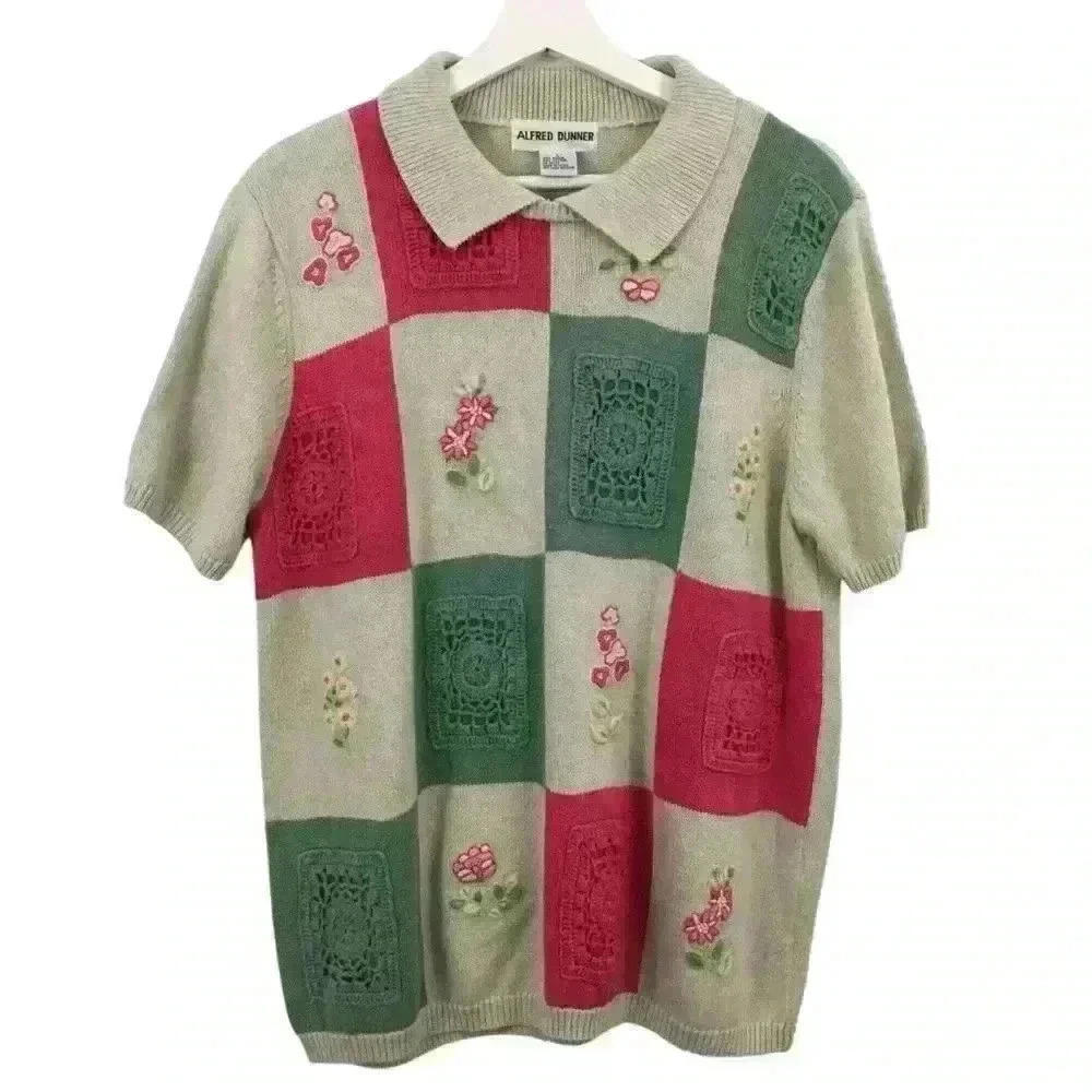 Alfred Dunner Women’s Patchwork Cottage Core Floral Shirt Size L